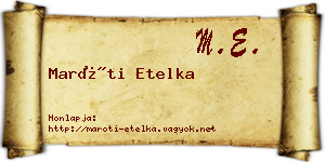 Maróti Etelka névjegykártya